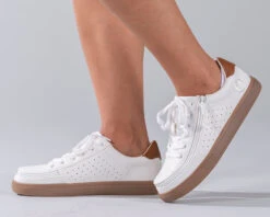 FINAL SALE - Women's White (Brown Mustache) BILLY Low Sneakers -Shoes Promotion Store BW20007 100 Studio1 880x704 1